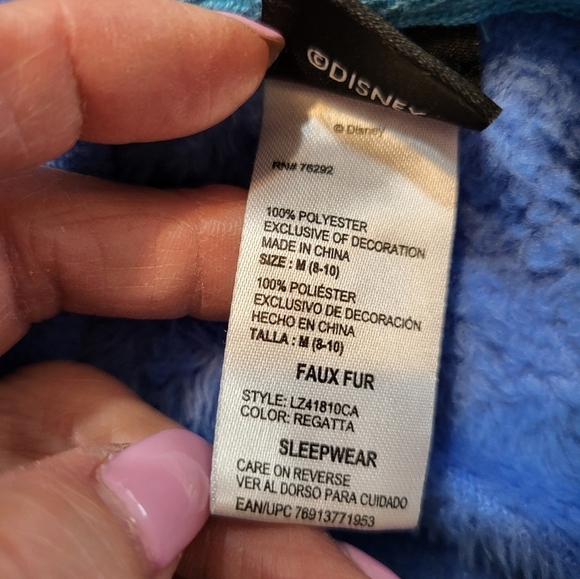 Blue Character Onesie with Hood Stitch Disney Sleeper M 8-10 - Picture 3 of 11